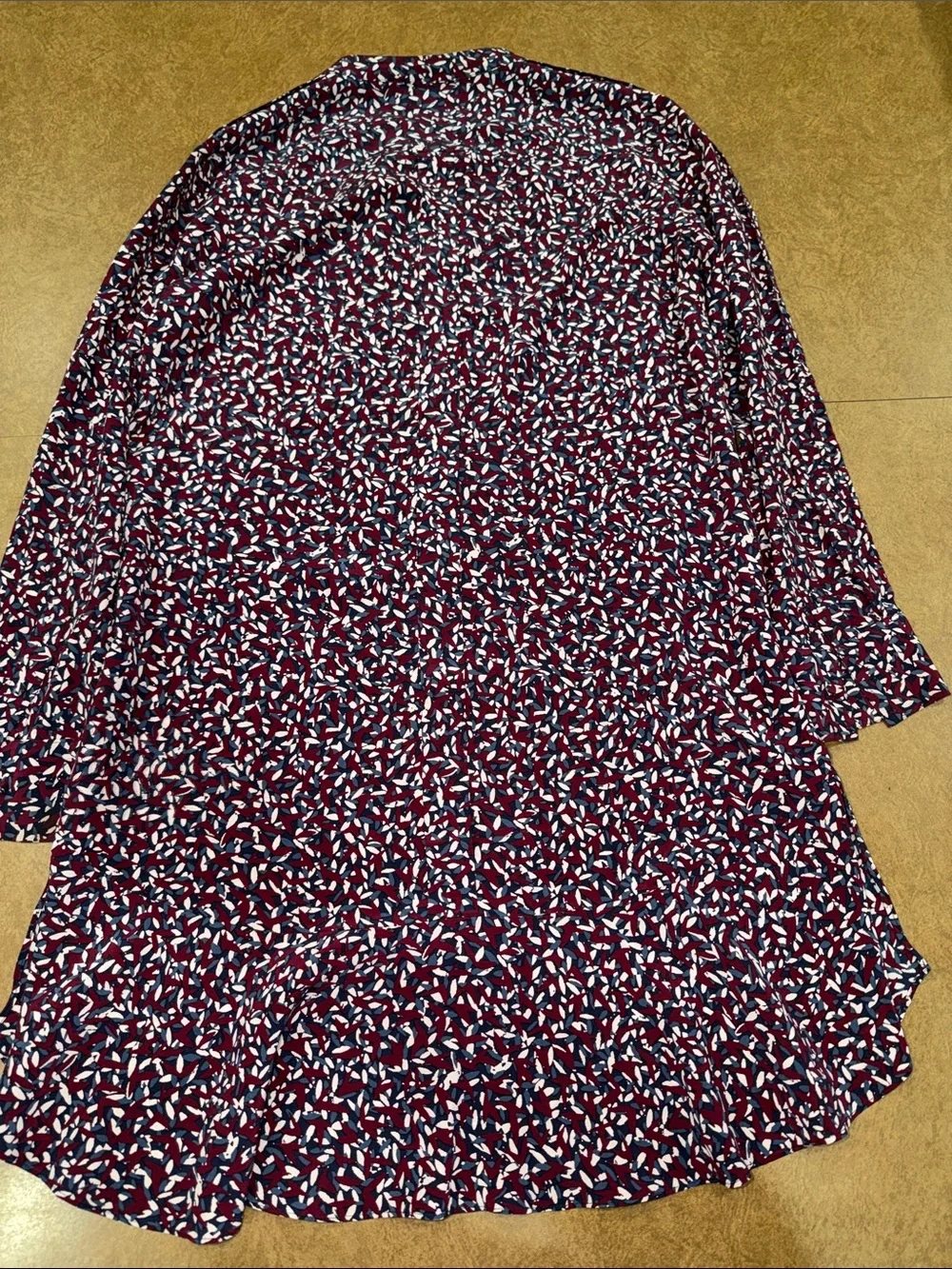Tory Burch Red Agote Confetti Silk Navy & Burgundy Printed Midi Dress • Like NEW